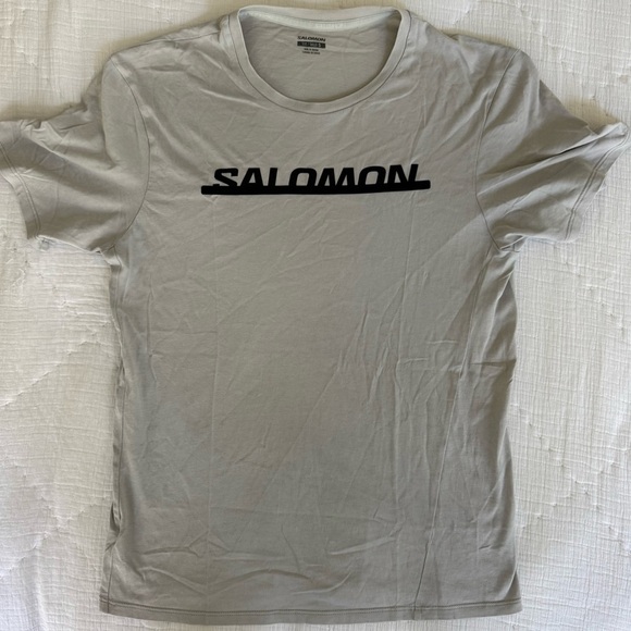 Salomon Men’s Performance Logo T-Shirt Gray Small Outdoor Hiking Trail Tee - Picture 8 of 10